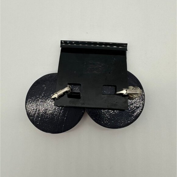 Vintage Clip On Earrings Ken Done 1980s Hand Painted Wood Round Bright Abstract - Picture 2 of 7